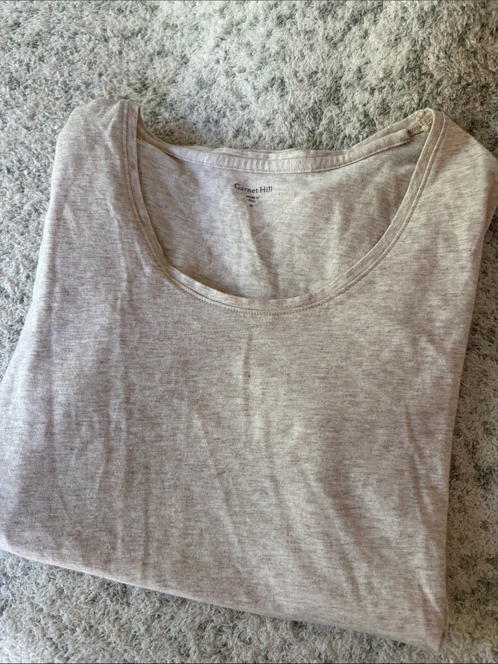 Garnet Hill Heathered Light Tan Scoop Neck short sleeved Tee NWT Size M